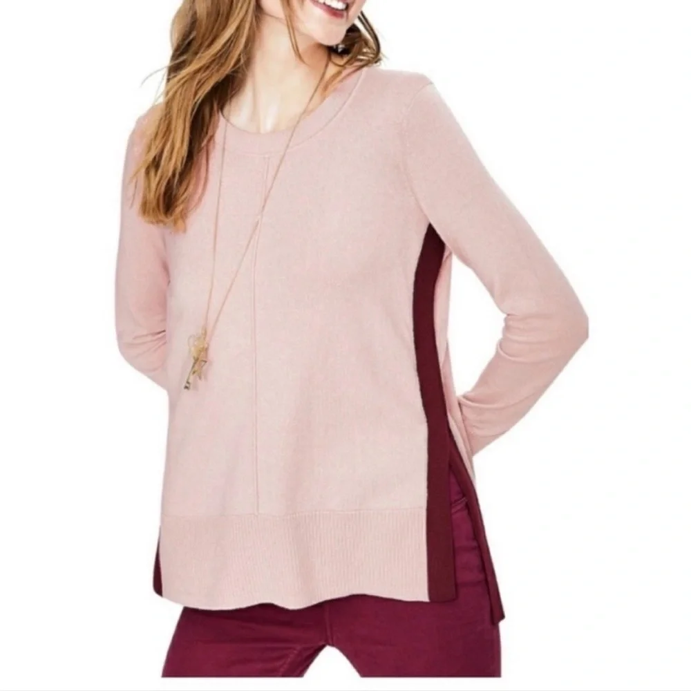 Boden Cream and Gray Crew Neck Sweater